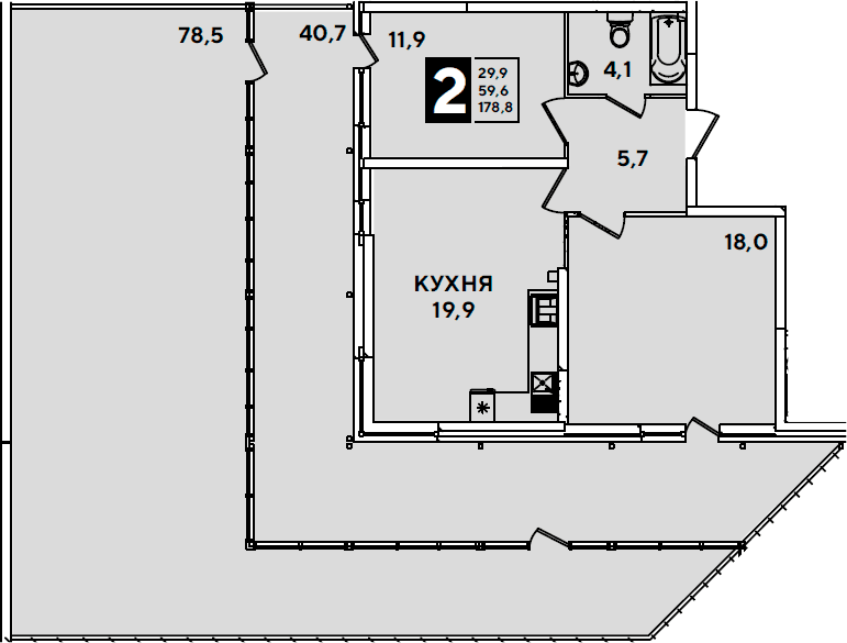 Продается 2-комн. квартира, 59.6 м²