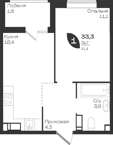 Продается 1-комн. квартира, 31.7 м²