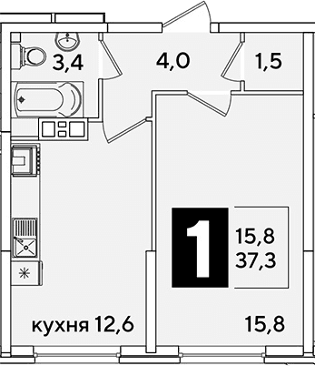 Продается 1-комн. квартира, 37.3 м²