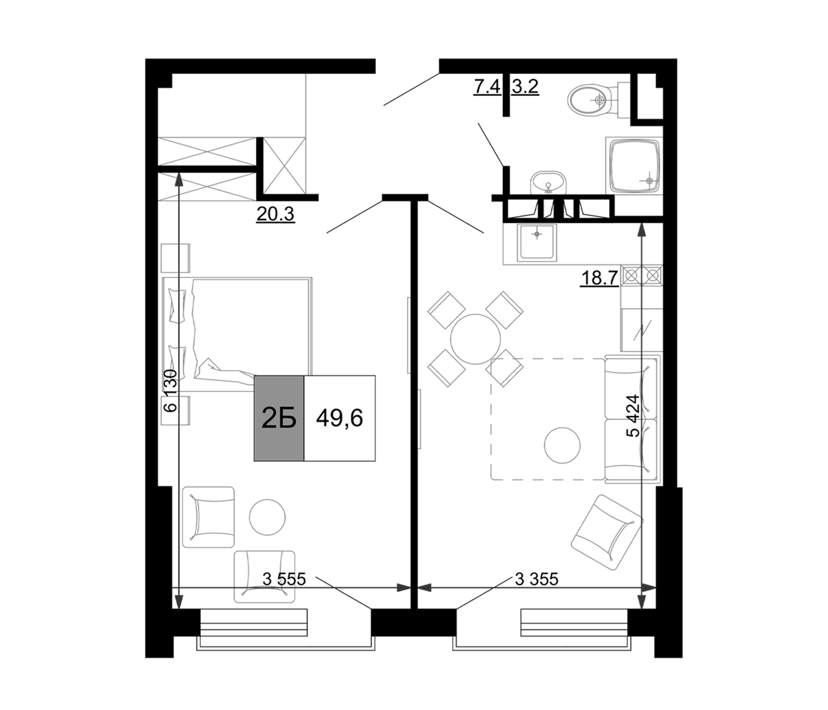 Продается 2-комн. квартира, 49.6 м²
