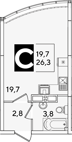 Продается 1-комн. квартира, 26.3 м²