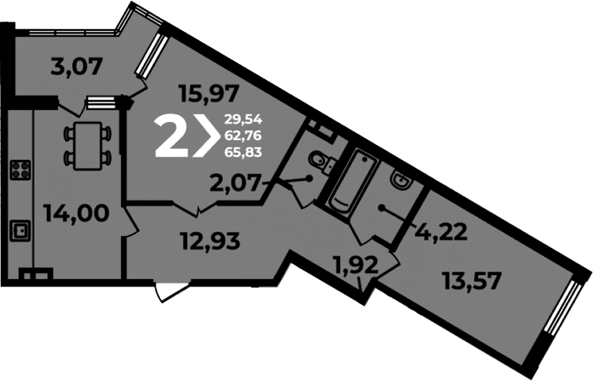 Продается 2-комн. квартира, 62.76 м²