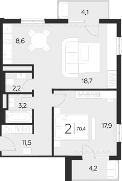 Продается 2-комн. квартира, 62.1 м²