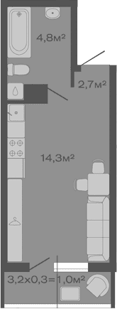Продается 1-комн. квартира, 21.8 м²