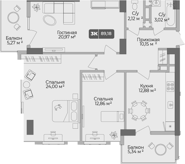 Продается 3-комн. квартира, 86 м²