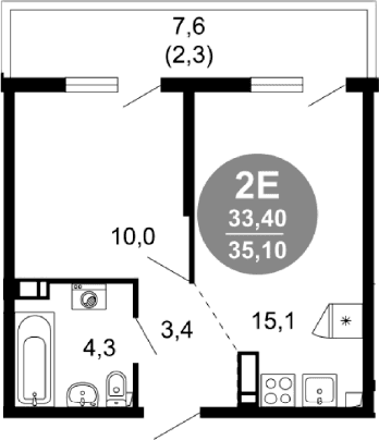 Продается 2-комн. квартира, 32.8 м²