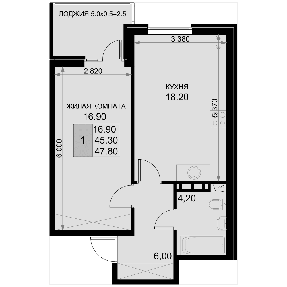 Продается 2-комн. квартира, 45.3 м²