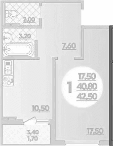 Продается 1-комн. квартира, 40.8 м²