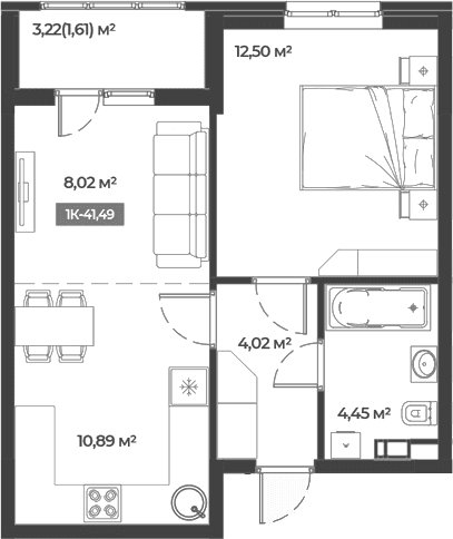 Продается 1-комн. квартира, 39.88 м²