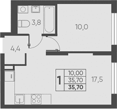 Продается 1-комн. квартира, 35.7 м²