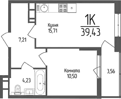 Продается 1-комн. квартира, 37.65 м²