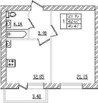 Продается 1-комн. квартира, 39.69 м²