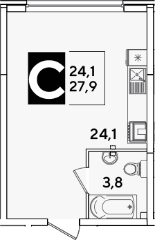 Продается 1-комн. квартира, 27.9 м²