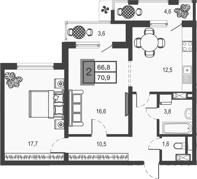 Продается 2-комн. квартира, 62.7 м²