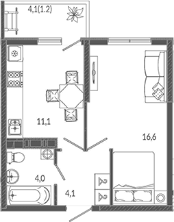 Продается 1-комн. квартира, 35.8 м²