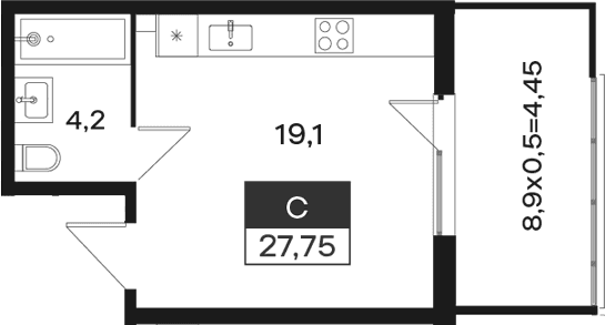 Продается 1-комн. квартира, 23.3 м²