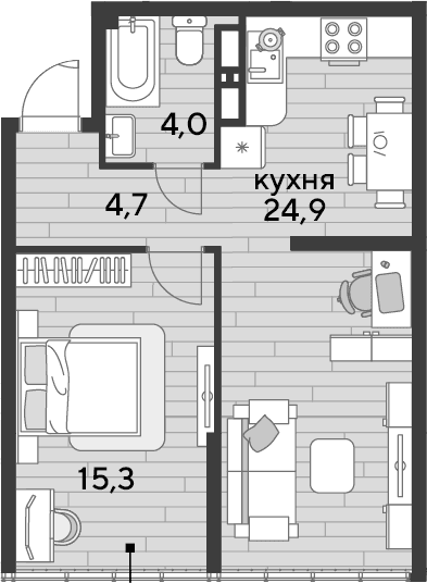 Продается 1-комн. квартира, 48.9 м²