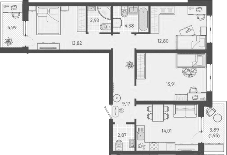 Продается 3-комн. квартира, 74.89 м²