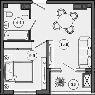Продается 2-комн. квартира, 29.9 м²