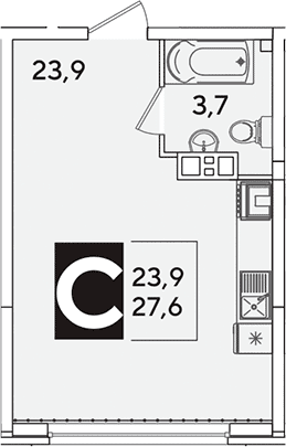 Продается 1-комн. квартира, 27.6 м²