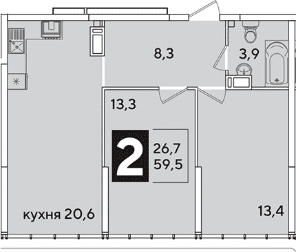 Продается 3-комн. квартира, 59.5 м²