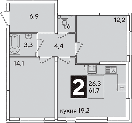 Продается 3-комн. квартира, 61.7 м²