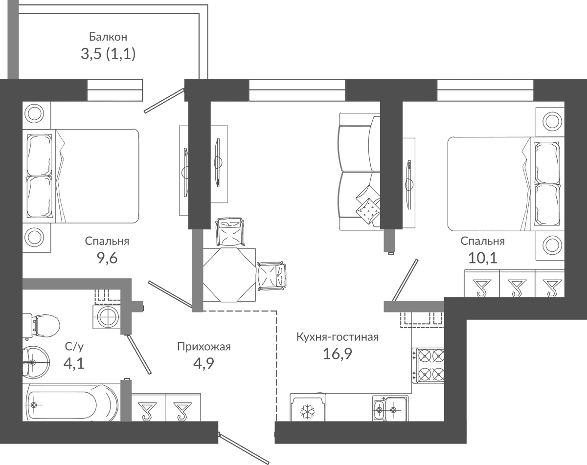 Продается 3-комн. квартира, 45.6 м²