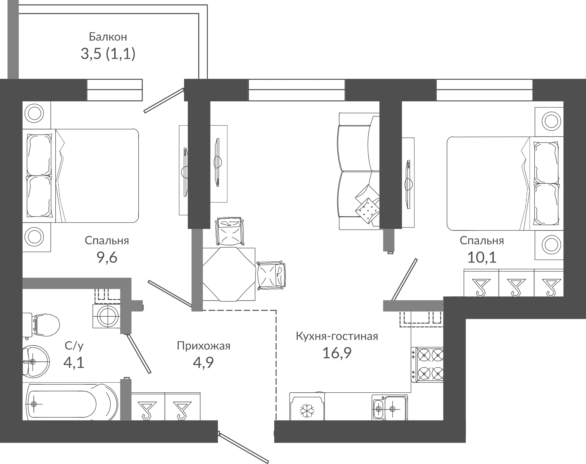 Продается 3-комн. квартира, 45.6 м²