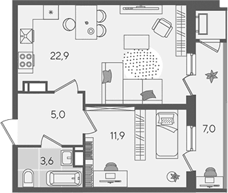 Продается 2-комн. квартира, 43.4 м²