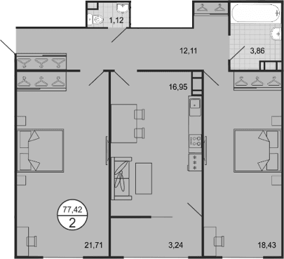 Продается 3-комн. квартира, 74.18 м²