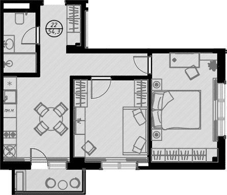 Продается 1-комн. квартира, 51.2 м²