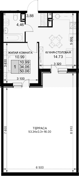 Продается 1-комн. квартира, 34.06 м²