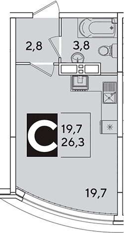 Продается 1-комн. квартира, 26.3 м²