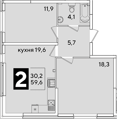 Продается 3-комн. квартира, 59.6 м²