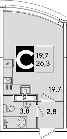 Продается 1-комн. квартира, 26.3 м²