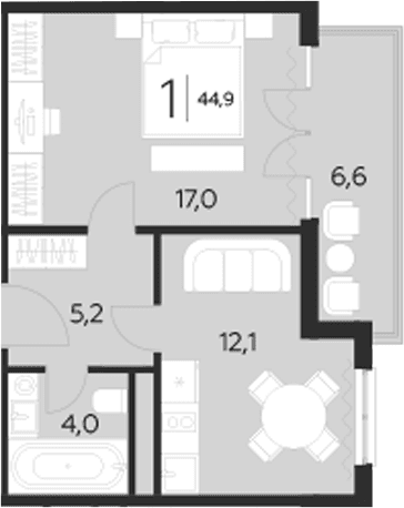 Продается 1-комн. квартира, 38.3 м²
