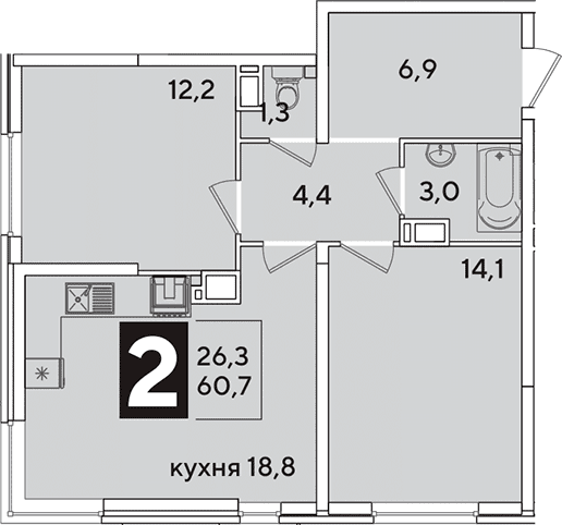 Продается 3-комн. квартира, 60.7 м²