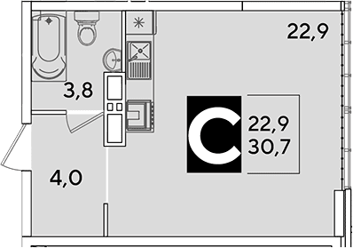 Продается 1-комн. квартира, 30.7 м²