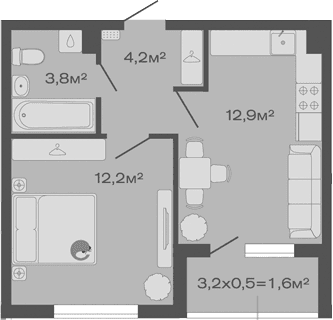 Продается 1-комн. квартира, 33.1 м²