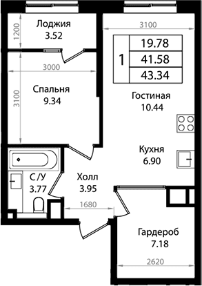 Продается 2-комн. квартира, 42.03 м²