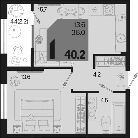 Продается 1-комн. квартира, 38 м²