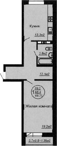 Продается 1-комн. квартира, 50.5 м²