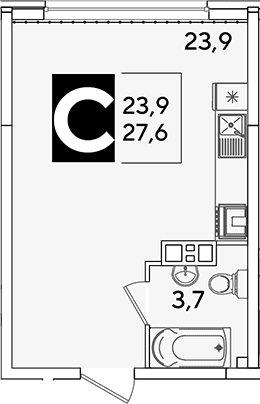 Продается 1-комн. квартира, 27.6 м²