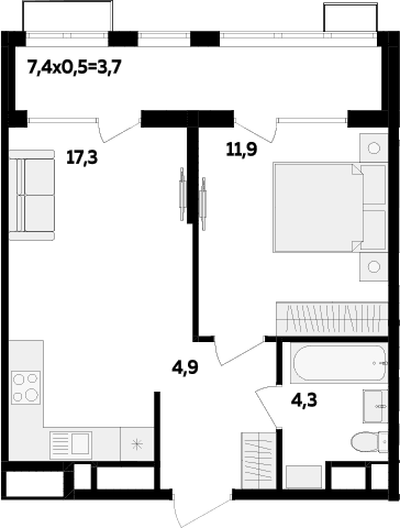 Продается 1-комн. квартира, 38.4 м²