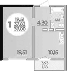 Продается 1-комн. квартира, 37.82 м²