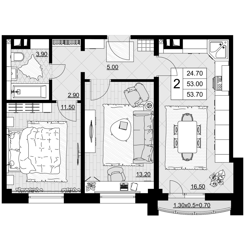 Продается 2-комн. квартира, 53 м²