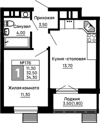 Продается 1-комн. квартира, 32.5 м²