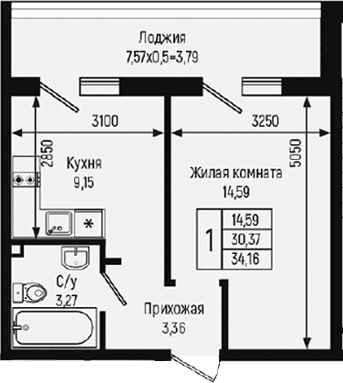 Продается 1-комн. квартира, 30.37 м²