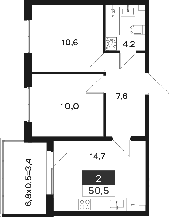 Продается 2-комн. квартира, 47.1 м²