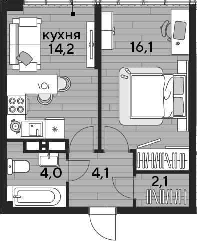 Продается 1-комн. квартира, 40.5 м²